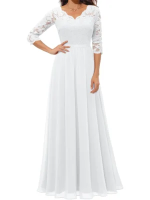 Women's Long Dress Patchwork Lace